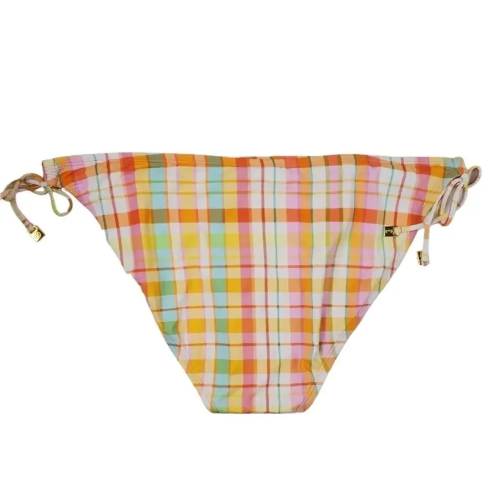 Bleu Rod Beattie Women's Multicolor Plaid Side Tie Hipster Bikini Bottom Size 12